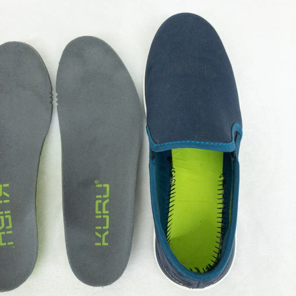 Kuru Atom Slip‎ On Womens Size 7 Navy Blue Canvas Suede Orthotic Walking Shoes